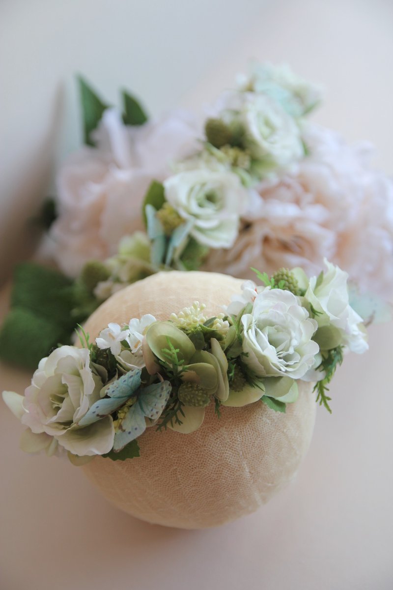 婴儿头带 宝宝头带 婴儿头饰 头饰 弥月礼物 弥月头饰 百日宴头饰 - 婴儿帽/发带 - 棉.麻 绿色