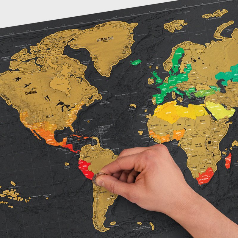 【英国 Luckies】刮刮乐世界地图-豪华经典款 - 地图 - 纸 黑色