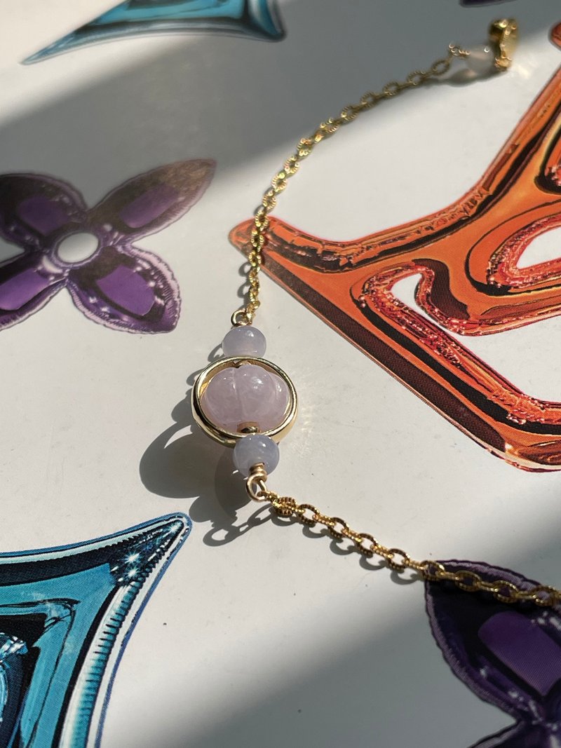 紫陌//天然翡翠A货 紫罗兰 白翡 美国14KGF配饰 手链 - 手链/手环 - 玉石