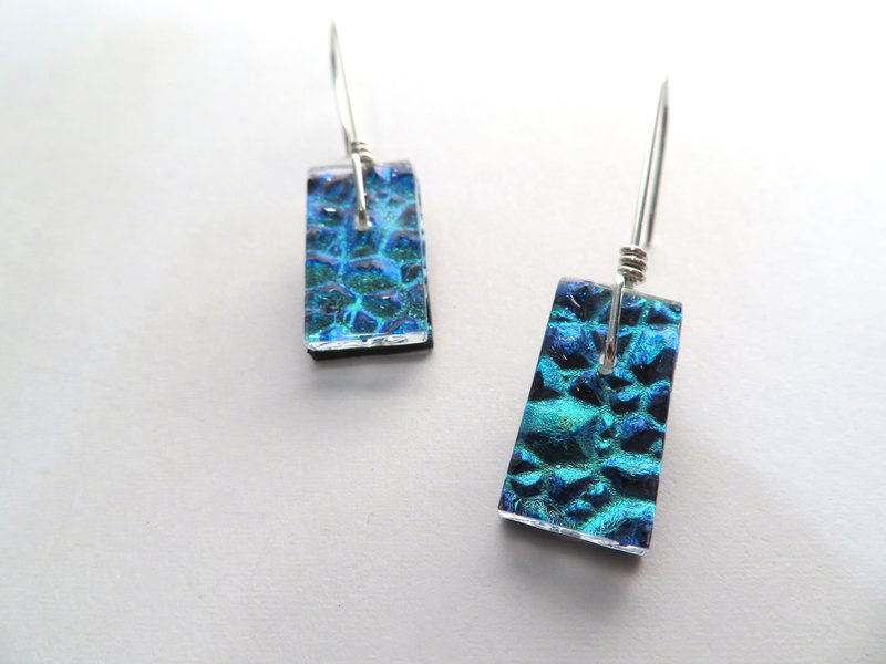 耀眼琉璃垂坠耳环 / DP1 - 耳环/耳夹 - 玻璃 蓝色