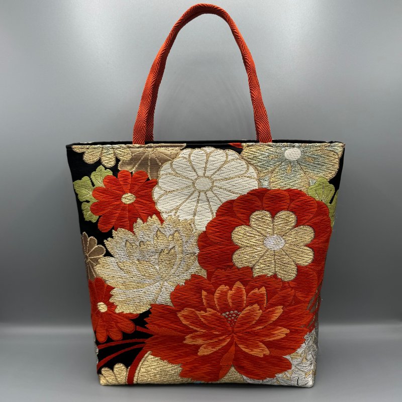 和服 腰带 腰带绳 改造 托特包 手工 唐织 蜀江纹 黑底 逸品 - 手提包/手提袋 - 丝.绢 黑色