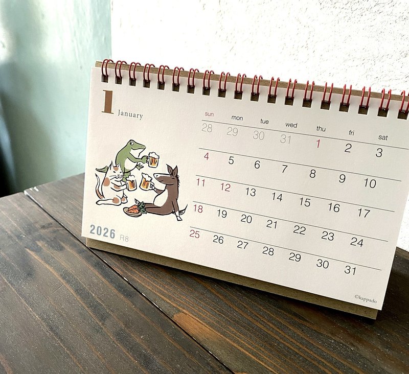 【预售】2026 猫咪与青蛙台历 - 年历/台历 - 纸 白色