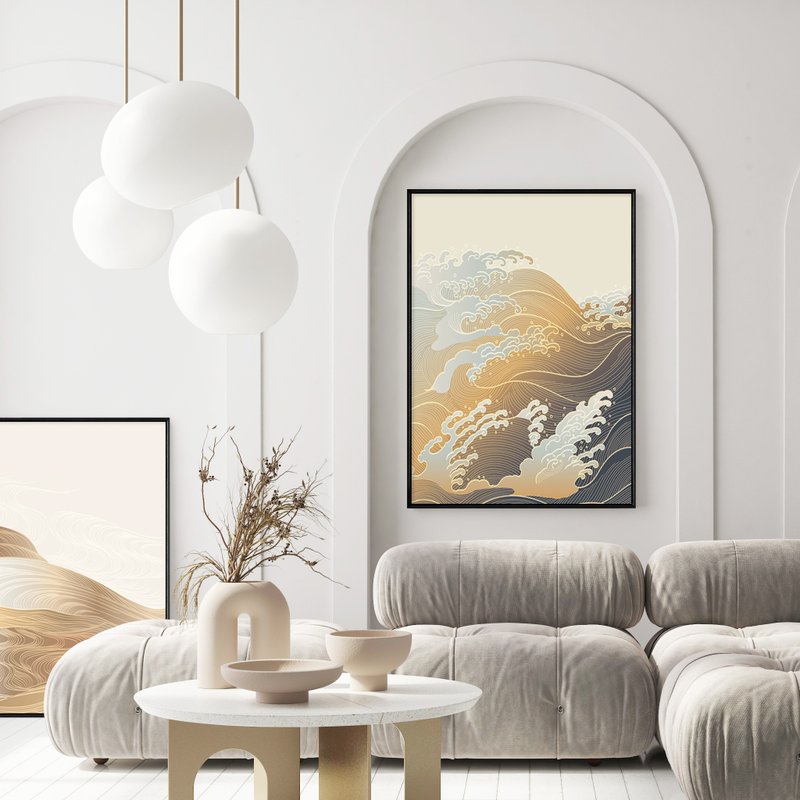 浮世绘 • 波光 -日式挂画/卧室/玄关/雅致/办公室/居酒屋摆设 - 海报/装饰画/版画 - 棉.麻 多色