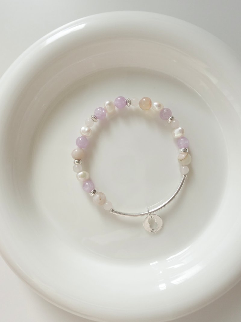 Pink Whisper/紫锂辉 粉晶 樱花玛瑙 淡水珍珠/水晶手链 定制化 - 手链/手环 - 水晶 粉红色