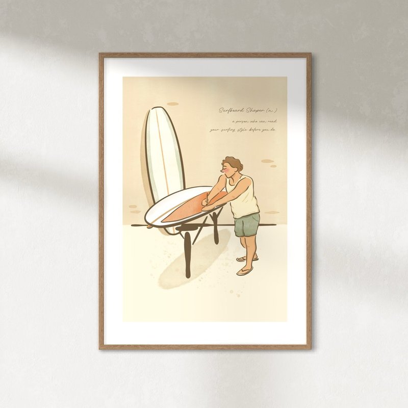 Surfboard Shaper 印刷画作 墙壁装饰 - 海报/装饰画/版画 - 纸 白色