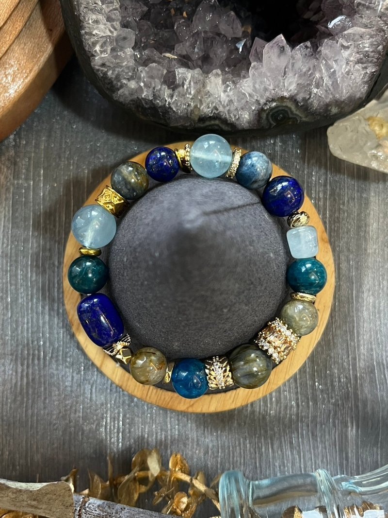 定制化矿石水晶手链  深蓝之语  真实与觉察水晶手链 - 手链/手环 - 水晶