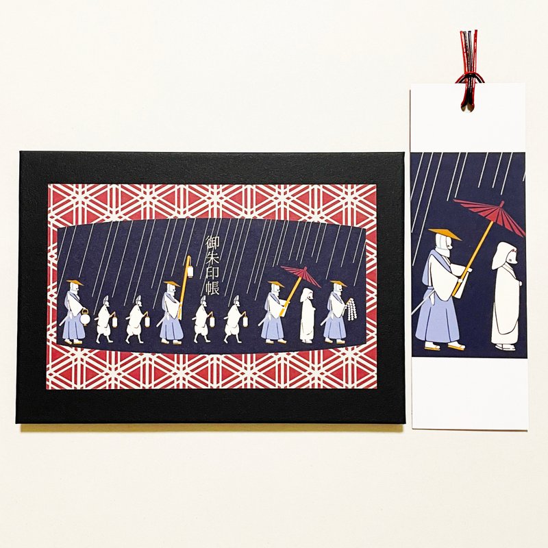 狐狸的婚礼御朱印书乙烯基封面带书签水引插图共 20 页驹狐面具波纹管装订 - 笔记本/手帐 - 纸 黑色