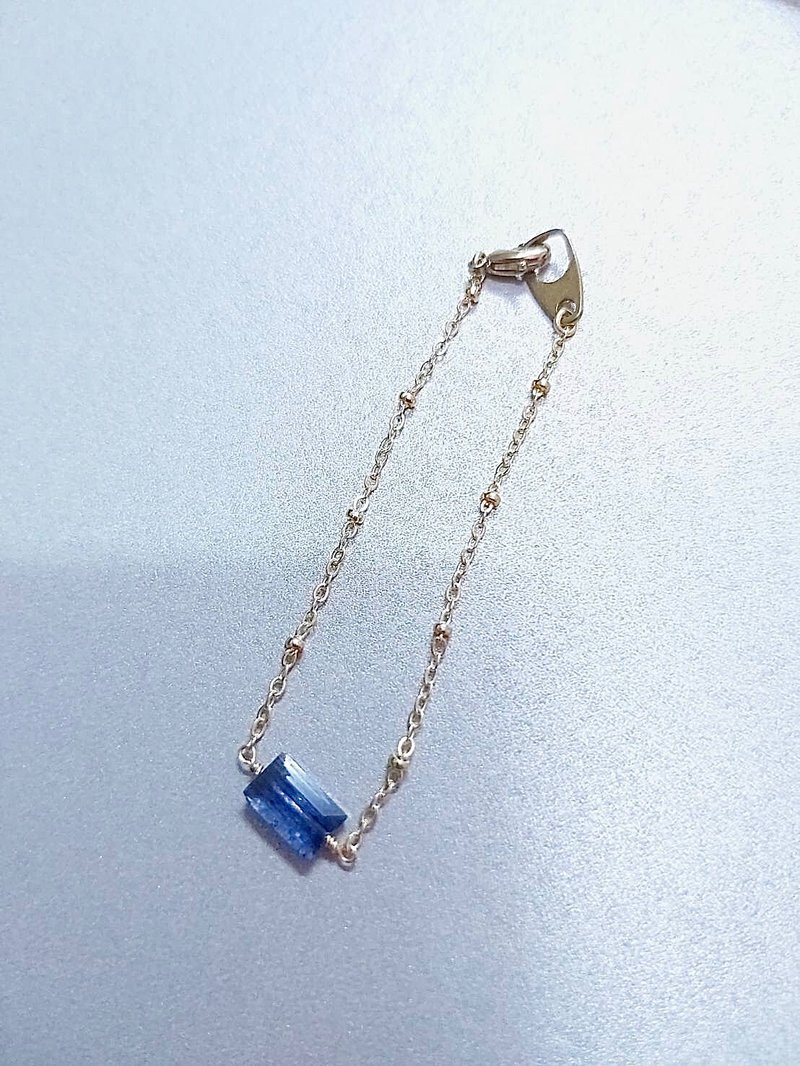 心忱-蓝晶石 切割 黄铜细手链 - 手链/手环 - 半宝石 蓝色