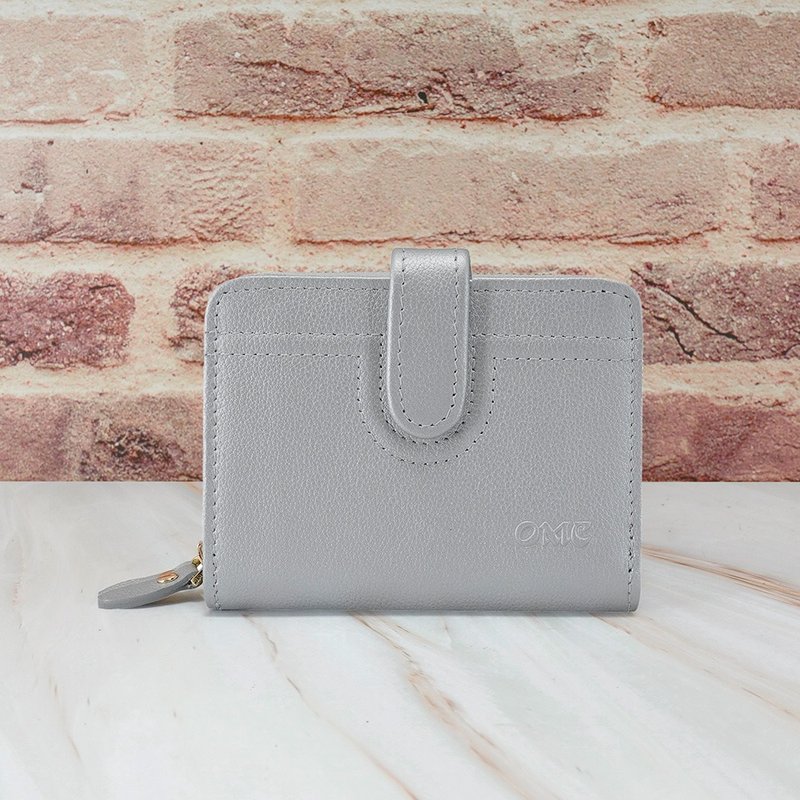 纳帕15卡1照文青雅致活页牛皮短夹4161(银灰) - 皮夹/钱包 - 真皮 银色