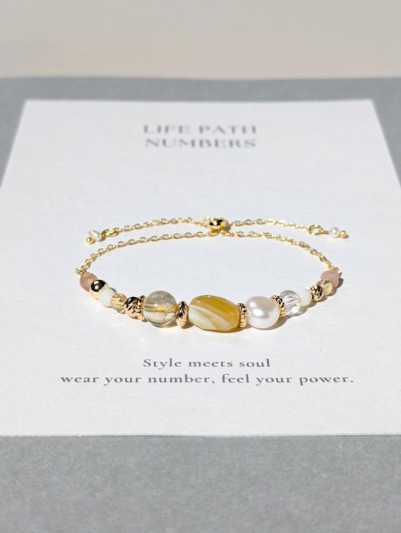 生命灵数3号开运手链 | 黄波斯华纳×天然石 | 金黄能量与创意 - 手链/手环 - 半宝石 黄色