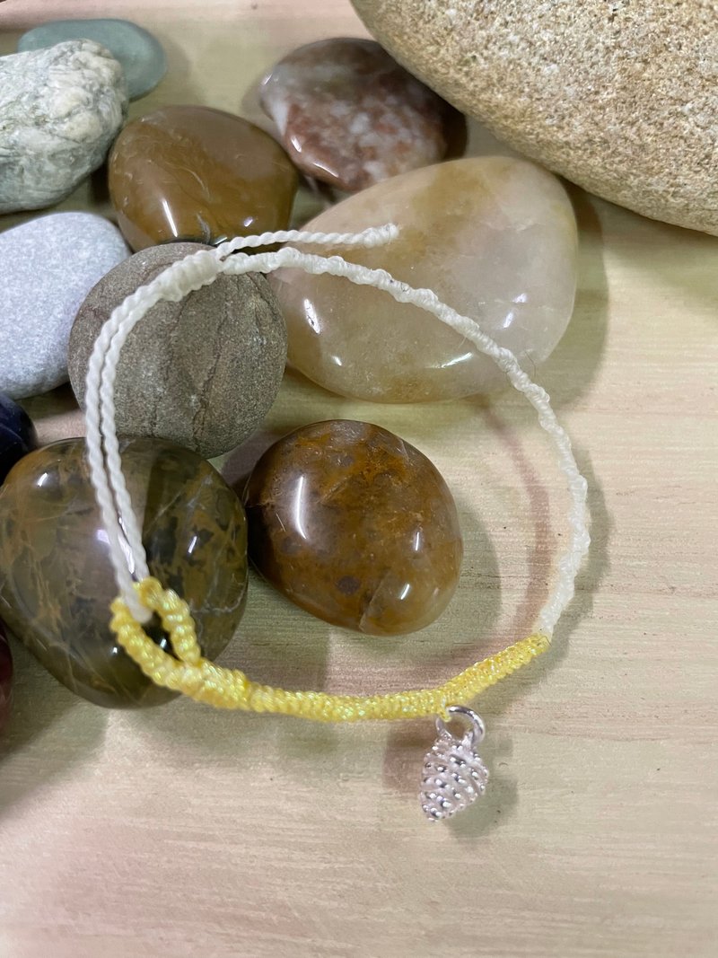 S925纯银 松果蜡线 - 手链/手环 - 纯银