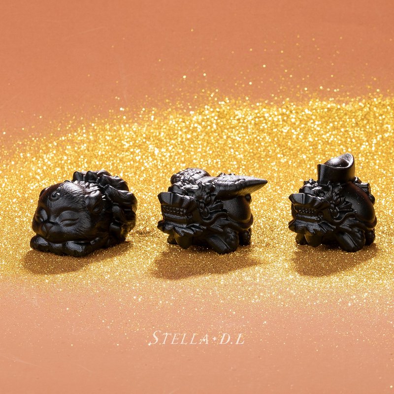 黑曜石摆件-神兽磨砂款 D32301 - 玩偶/公仔 - 水晶 黑色