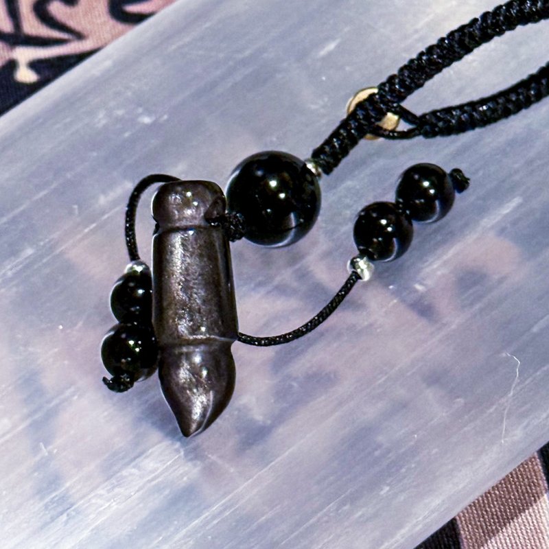 【MoonHalf】文昌笔造型银曜石吊饰 - 吊饰 - 水晶 黑色