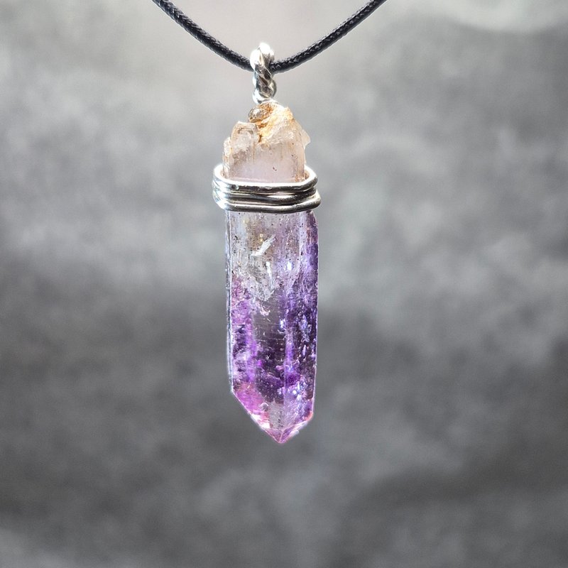 •超七小精灵2• 超七水晶 水晶原矿吊坠 手作绕线 - 项链 - 水晶 紫色