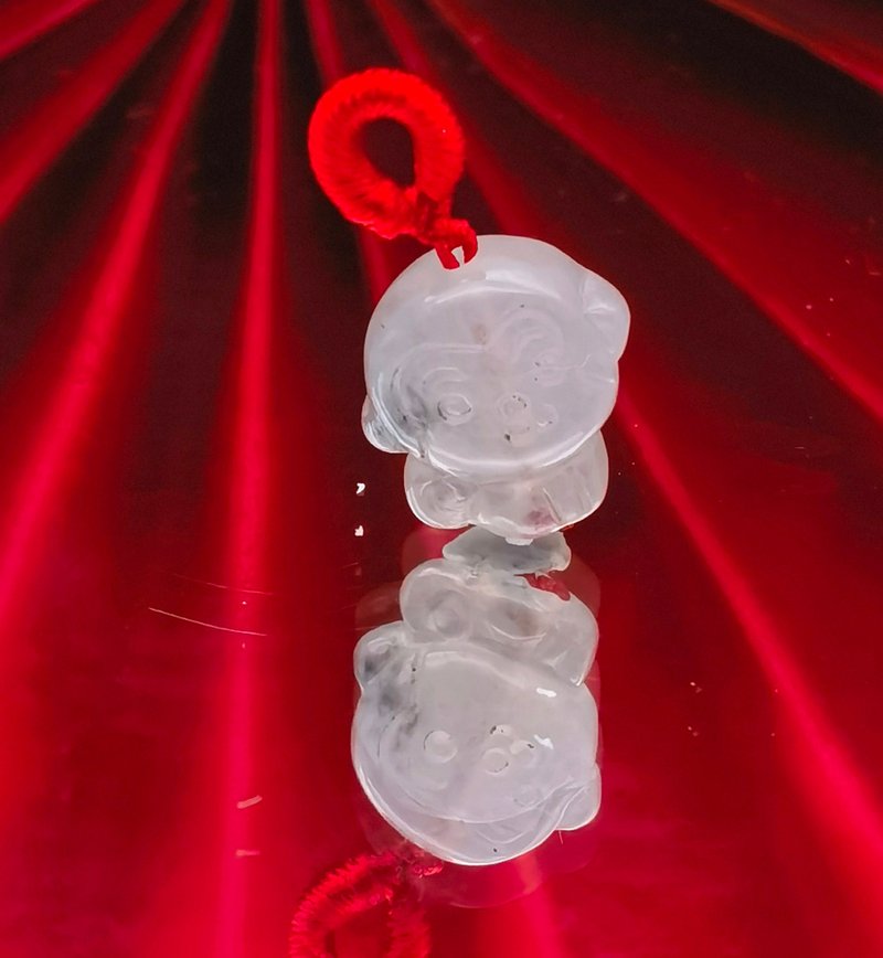 十二生肖系列 - (猴) 翡翠吊坠配手编手绳 - 吊饰 - 宝石