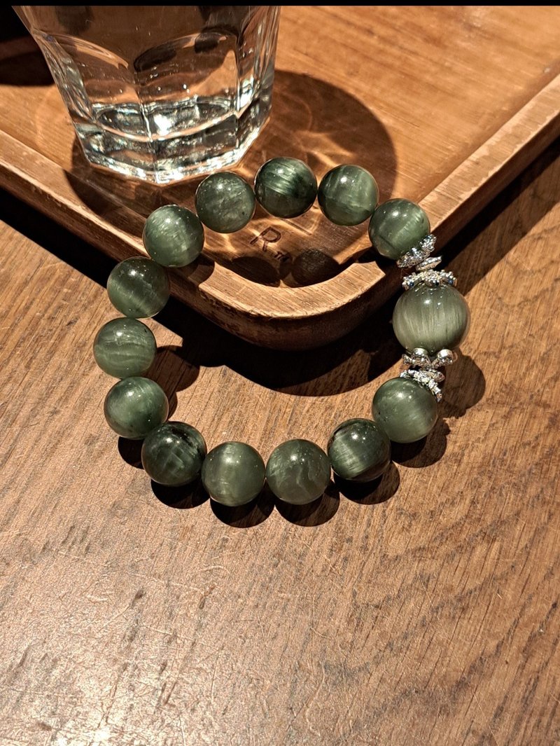 收藏猫眼顺发稀有绿兔毛灰兔毛彩兔毛 兔毛水晶13mm - 手链/手环 - 水晶 绿色
