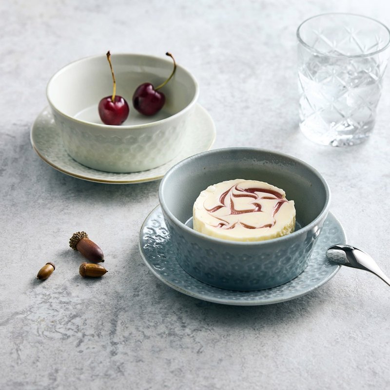 日本美浓烧 - 花见雕纹碗盘- 礼盒组(4件式) - 430 ml - 碗 - 陶 多色