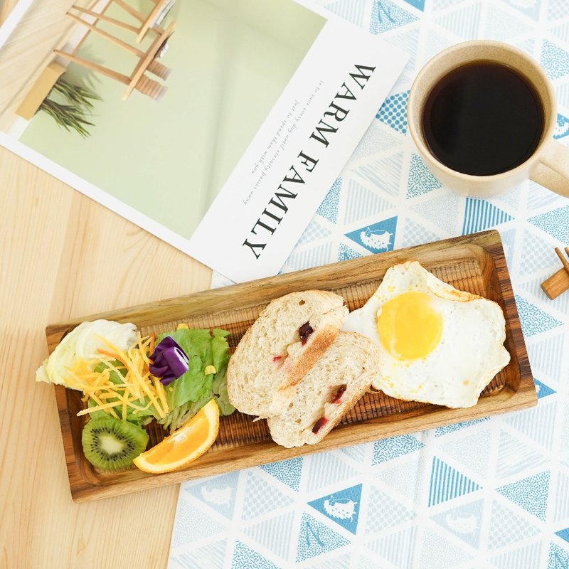 天然柚木餐盘-条纹款 33cm│不上漆原木制长型托盘 露营野餐 - 盘子/餐盘/盘架 - 木头 咖啡色