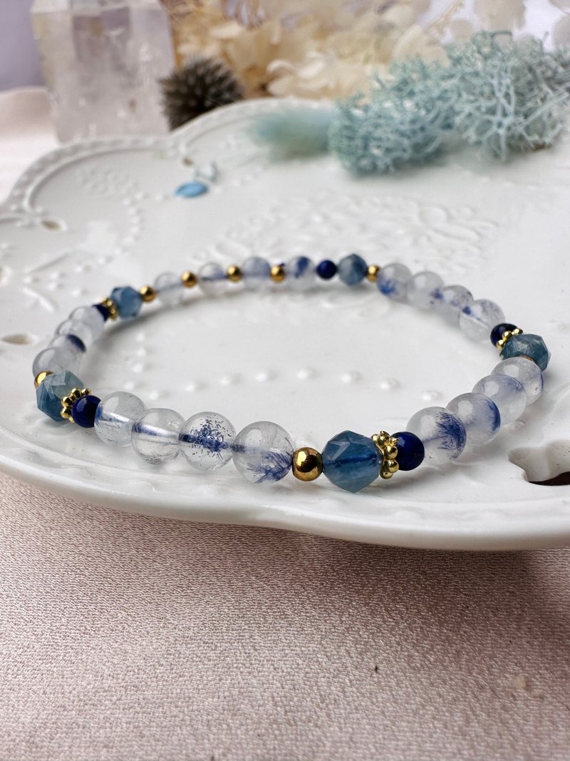 心忱-蓝线石 蓝晶石 青金石 努力是为了自己 - 手链/手环 - 水晶 蓝色