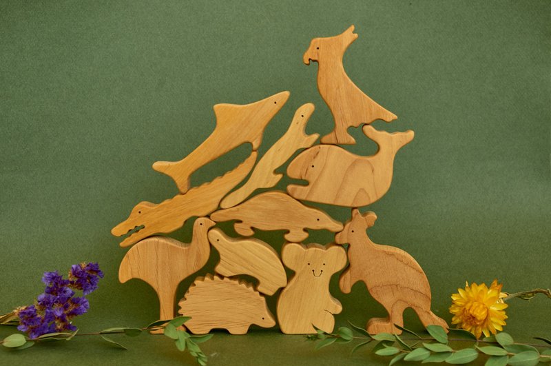 Wooden Australian animals, Wooden woodland animals, birthday gift for baby - 玩具/玩偶 - 木头