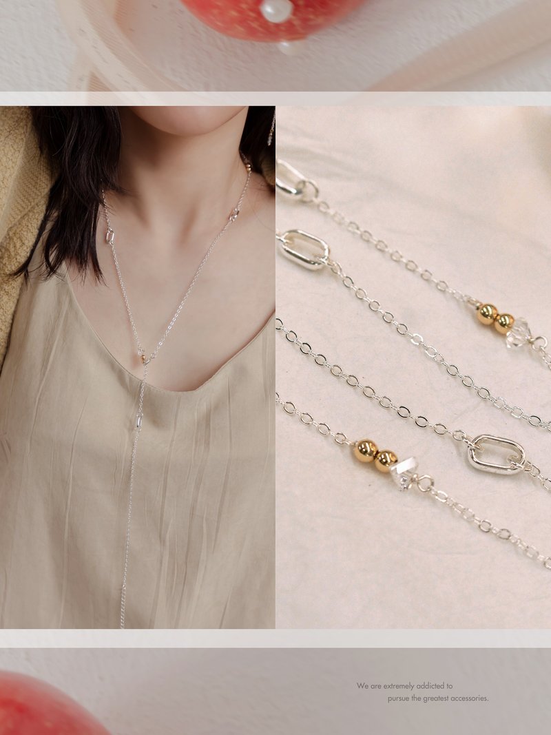 未来预判。MUCHAT手作14KGP三角水晶串珠长项链 - 项链 - 其他金属 银色