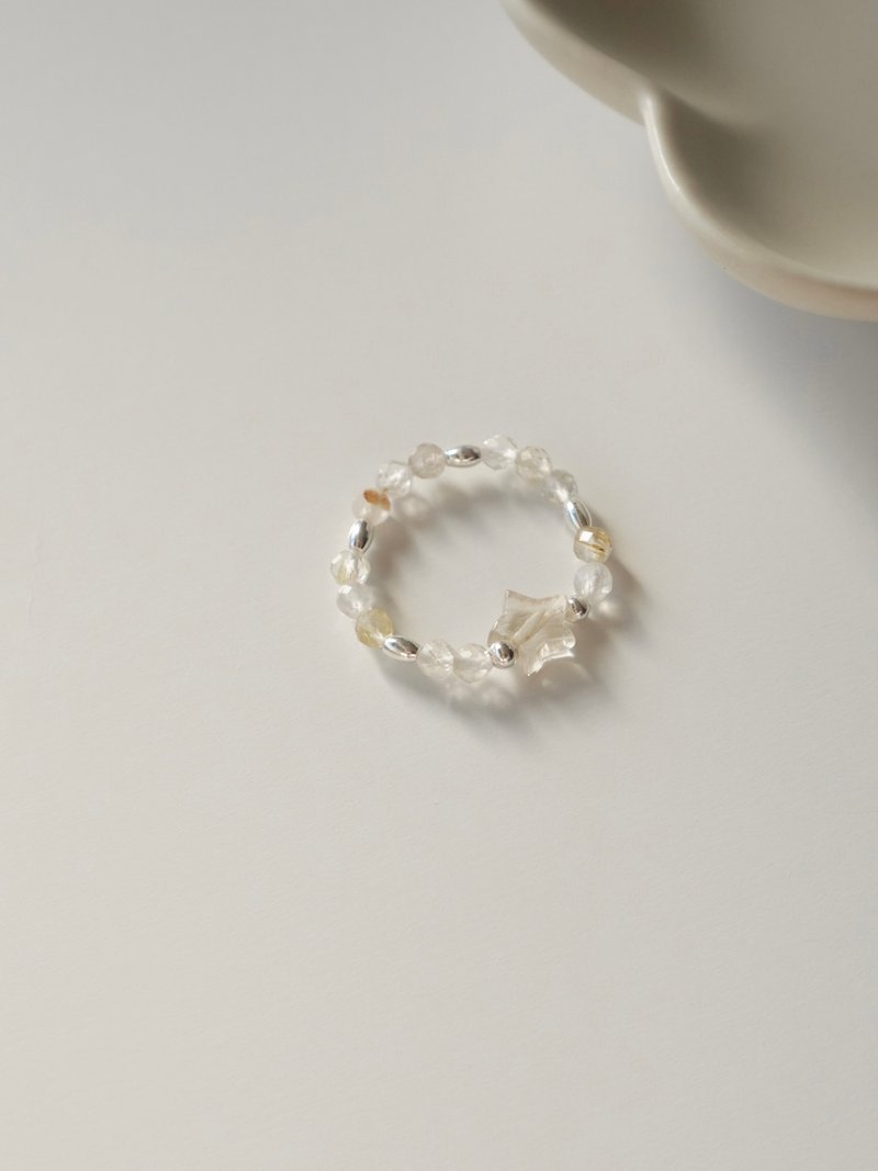 Gold Star/星星金发晶 钛晶/水晶戒指 定制化 - 戒指 - 水晶 金色