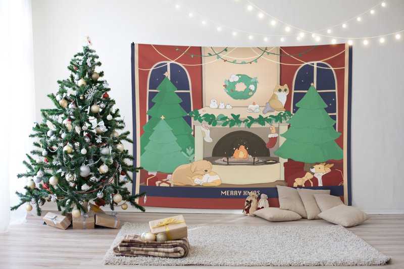 暖心冬日圣诞 圣诞树挂布 圣诞布置 圣诞装饰 耶诞挂画挂毯 - 海报/装饰画/版画 - 聚酯纤维 白色