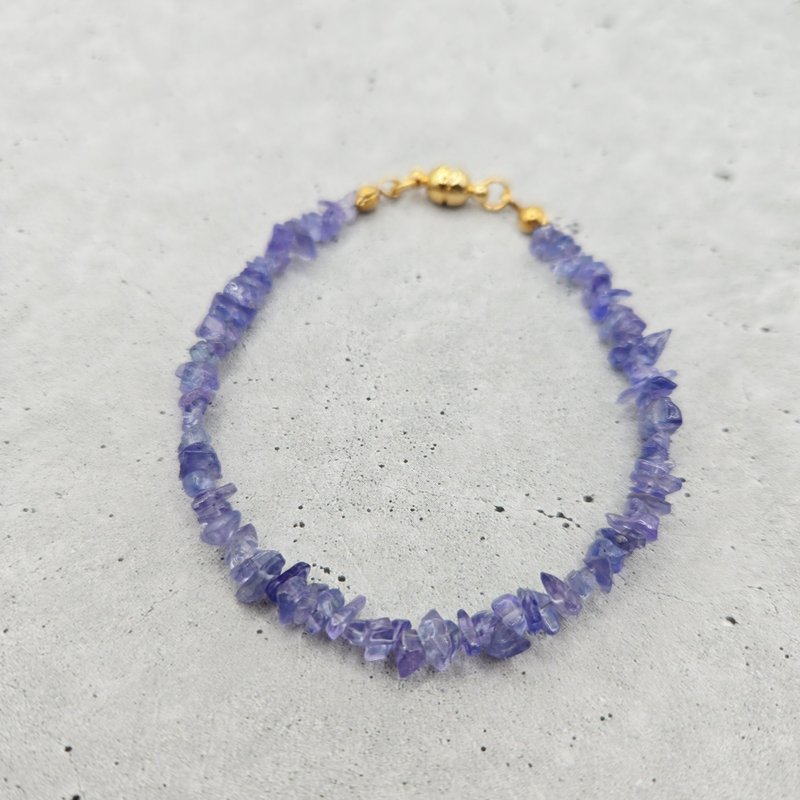 【日本製】使用医疗级不锈钢 丹泉石碎石手链 零压力 一键式佩戴 - 手链/手环 - 宝石 蓝色