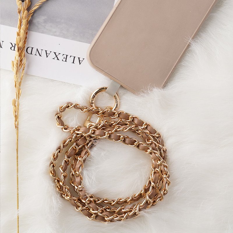 皮革编织链条手机背带/手腕绳/包包背带   三色 - 手机配件 - 其他金属 黑色