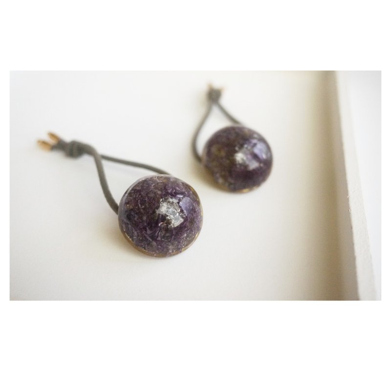深紫色晶球发绳 | 真花树脂发饰 | 发圈 | hair tie/elastic - 发饰 - 其他材质 紫色