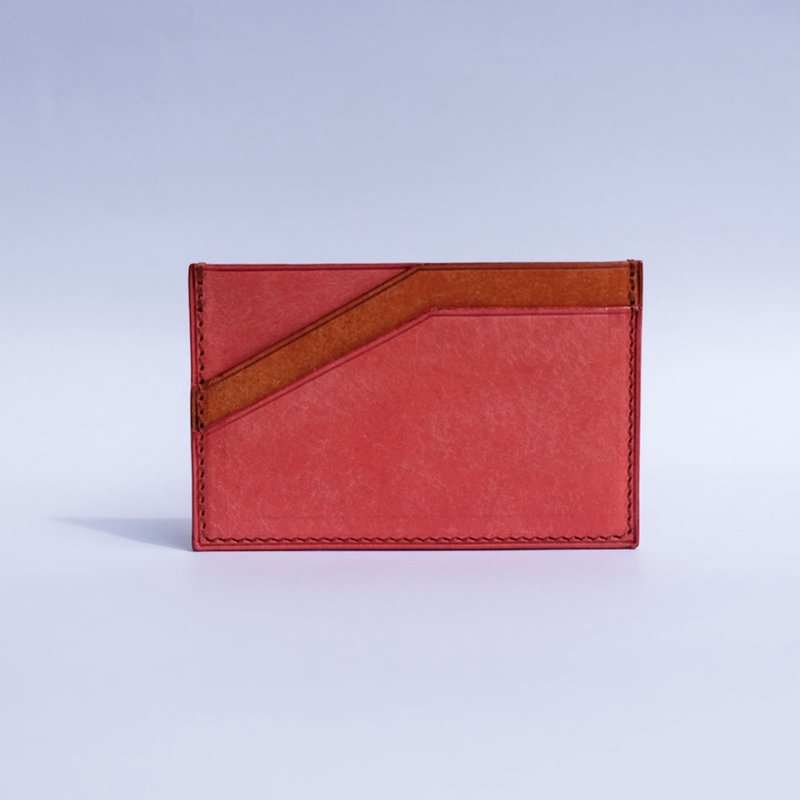 isni 双色卡片套/票卡夹 蜜桃粉/铂金棕 欧洲牛皮 カードケース - 名片夹/名片盒 - 真皮 粉红色