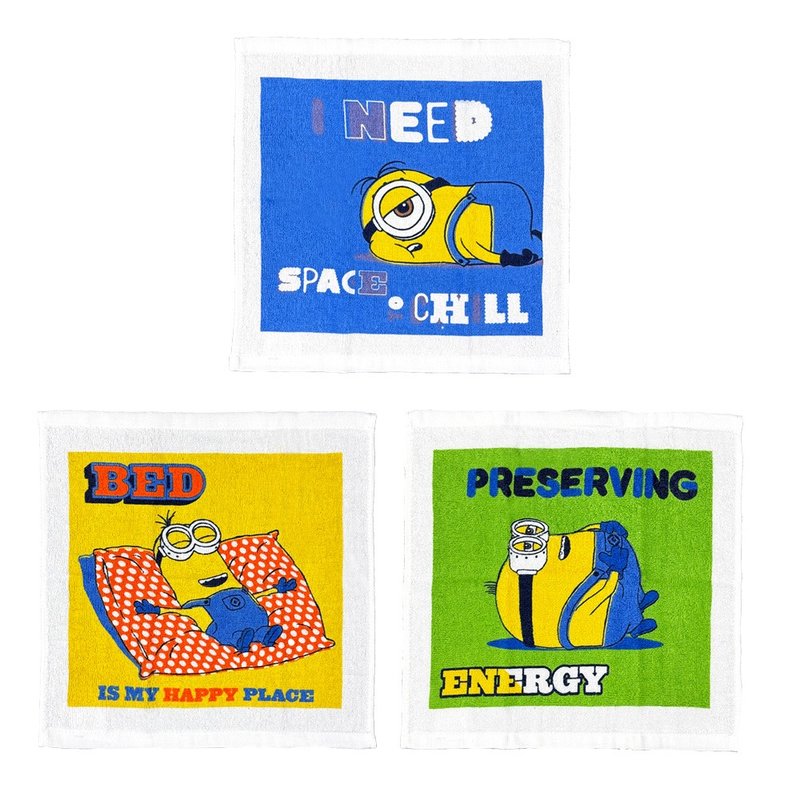 日本丸真 小小兵 纯棉洗脸巾三入组 睡觉时间 - 毛巾浴巾 - 棉.麻