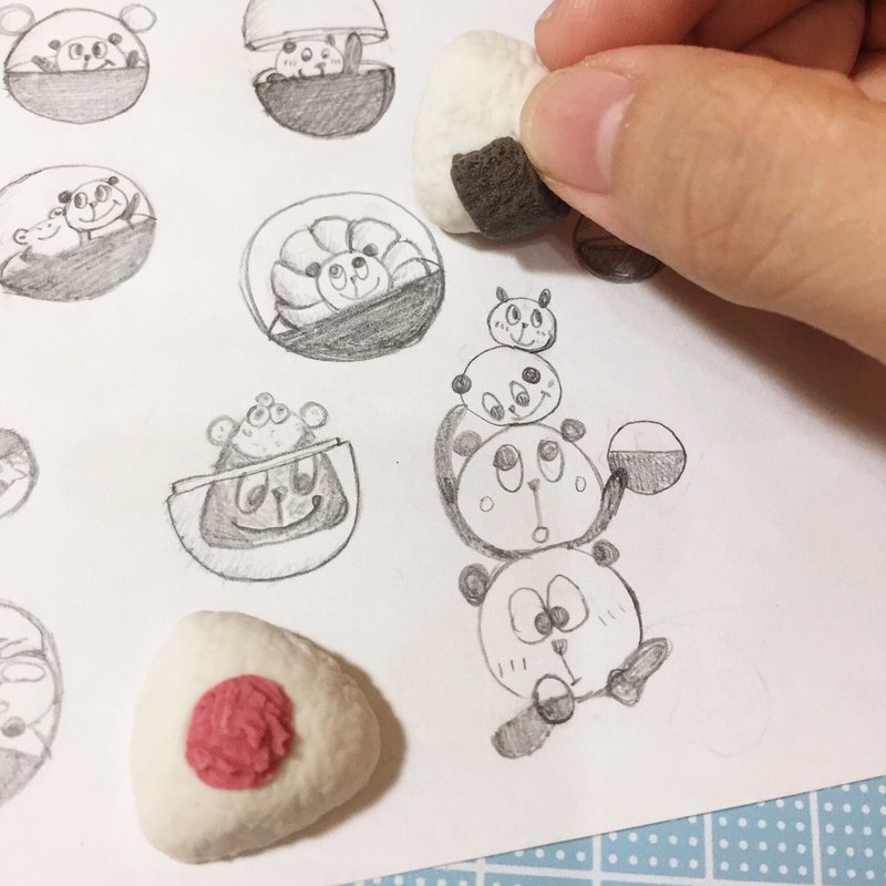 三角饭团造型橡皮擦(两个一组) ((满600随机送神秘小礼物)) - 其他书写用品 - 粘土 多色