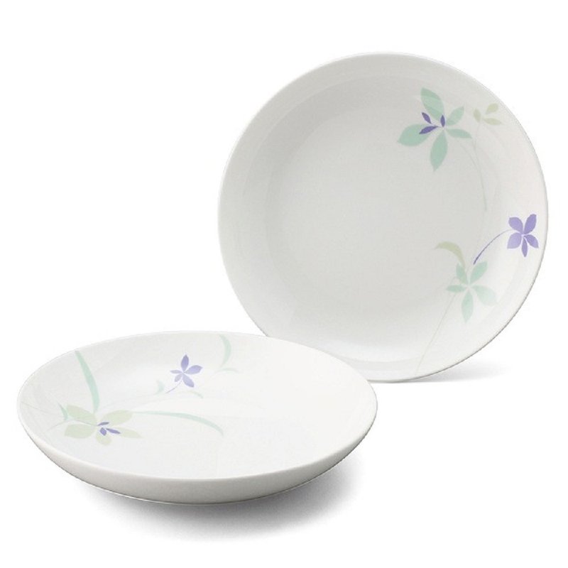 【好运连年限定款】蓝花骨瓷(22cm)咖喱盘双人二件组 - 碗 - 陶 白色