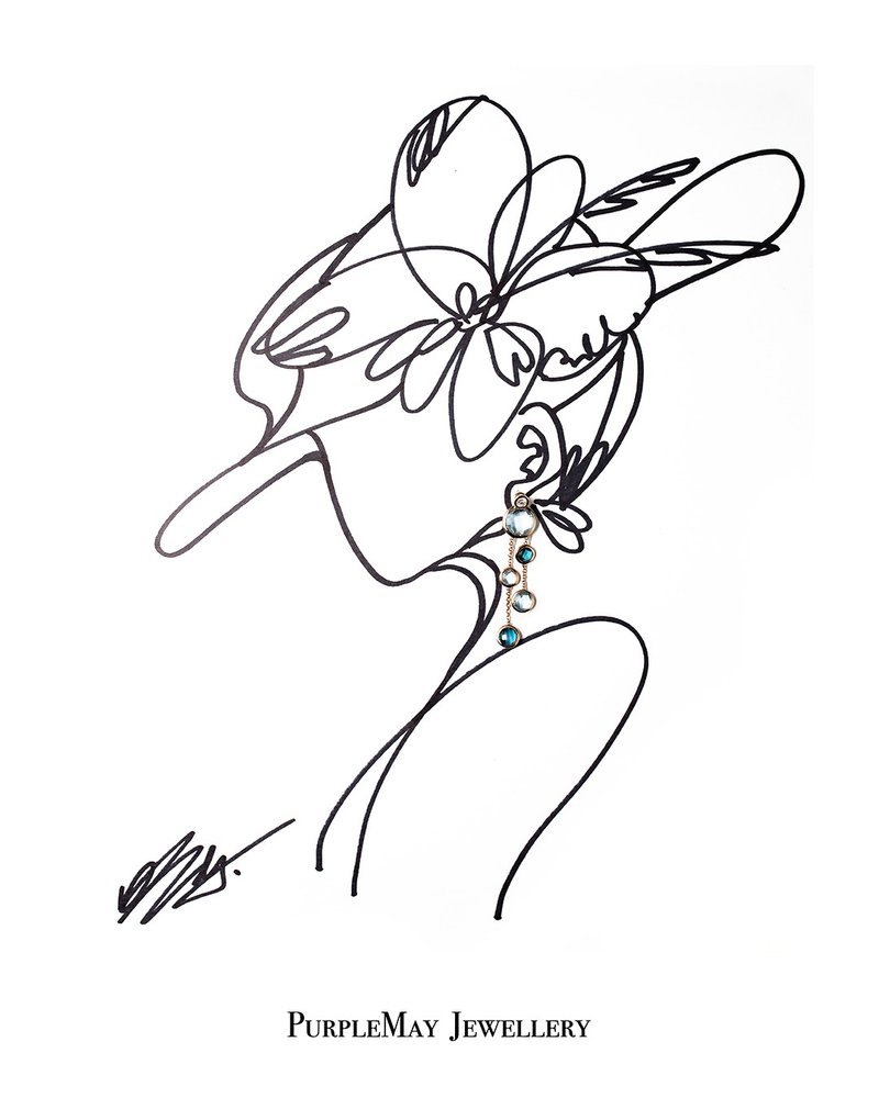 【PurpleMay Jewellery】纯18K金深浅蓝托帕石耳钉 - E049 - 耳环/耳夹 - 宝石 多色