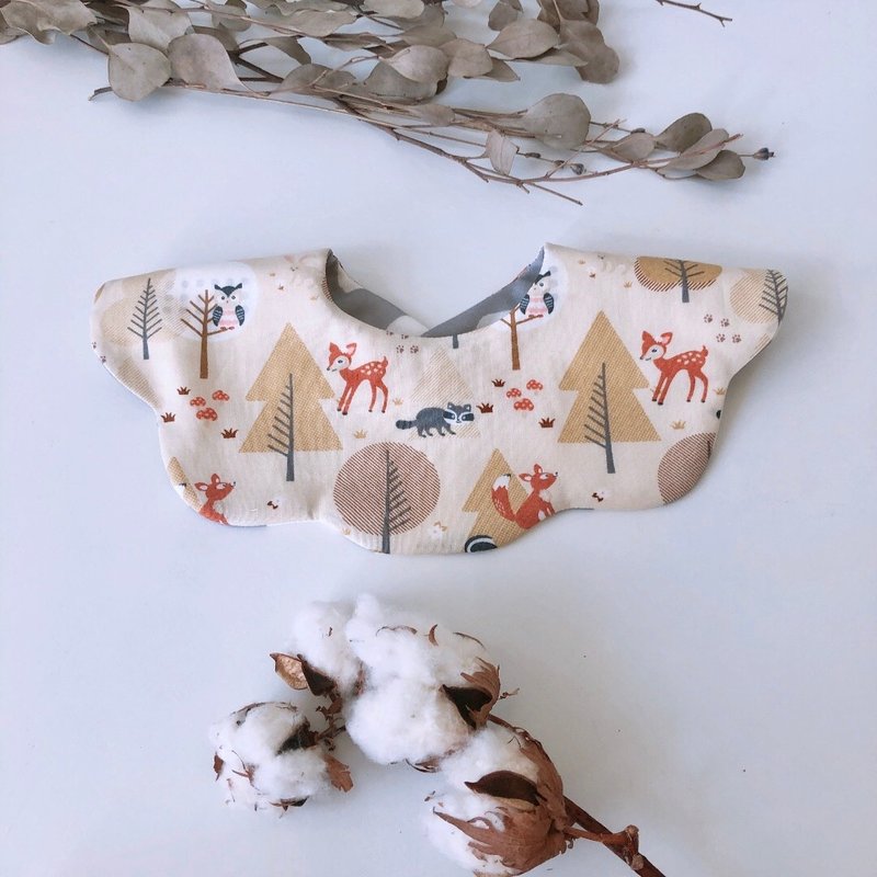 岛森家 / 云朵围兜兜 / 双面 / 秋天的森林 - 围嘴/口水巾 - 棉.麻 卡其色