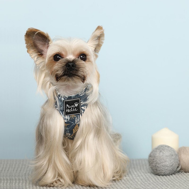 棉质亲肤/环绕设计/自在舒适 | 狗胸背-蓝色树叶 Pawsholic爪迷 - 项圈/牵绳 - 其他材质