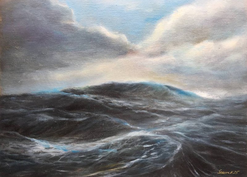 海景画作 帆布海景 海岸 海洋 油画艺术作品 - 海报/装饰画/版画 - 其他材质 白色