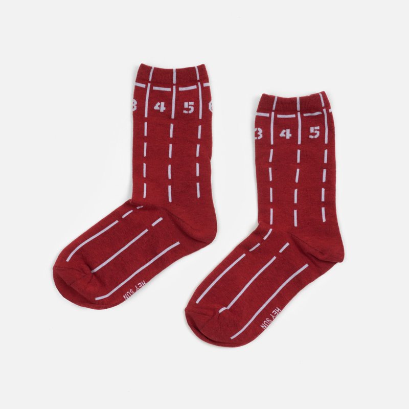 人生的跑道操场袜 - 袜子 - 棉.麻 红色