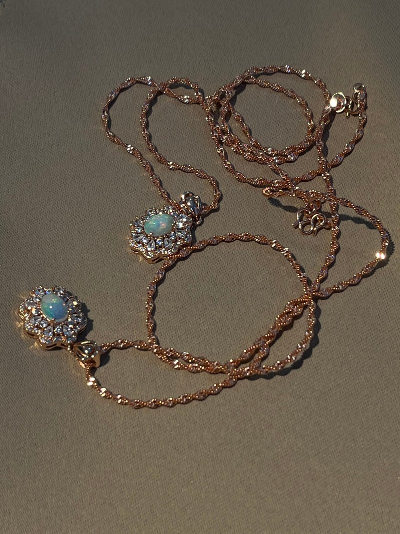 流金游彩。Opal  欧泊 项链 项錬 蛋白石 项链 玫瑰金 华丽 欧泊 - 项链 - 宝石 多色