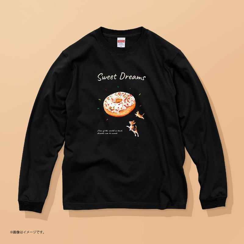 SWEET DREAMS — 猫狗与甜甜圈 / 品质保证 / 经典长袖纯棉T恤 - 女装 T 恤 - 棉.麻 白色
