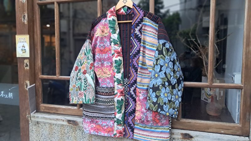 AMIN'S SHINY WORLD 异材质图腾拼接KIMONO   ONLY系列 - 男装外套 - 棉.麻 多色