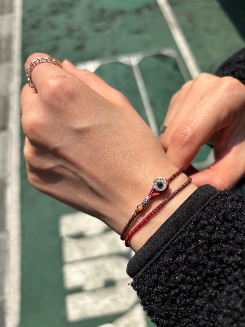 新品限量日系复古暖色混彩蜡线925银扣手工编织双层手绳 防水手链 - 手链/手环 - 其他材质