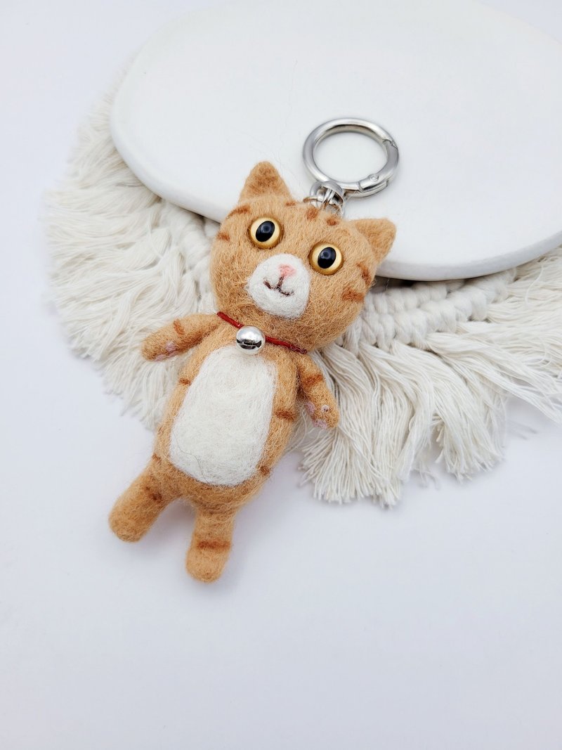 佩宁手作│站姿橘猫│猫咪羊毛毡.猫咪钥匙圈│吊饰.挂件│ - 吊饰 - 羊毛