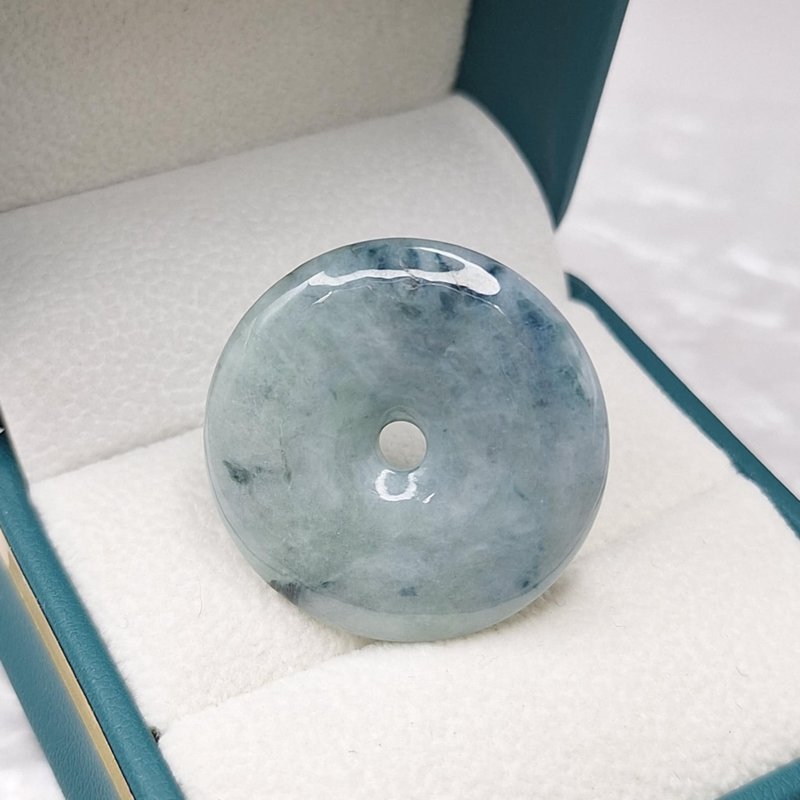 缅料蓝紫色平安扣吊坠 | 天然缅甸玉A货翡翠 - 项链 - 玉石