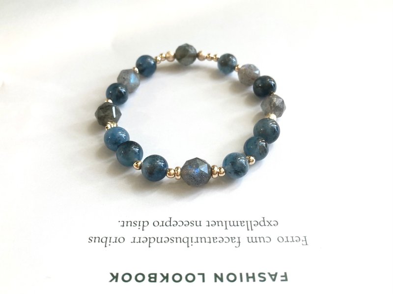 拉长石X魔鬼海蓝宝水晶手链 提升个人魅力镇静情绪改善沟通能力 - 手链/手环 - 水晶