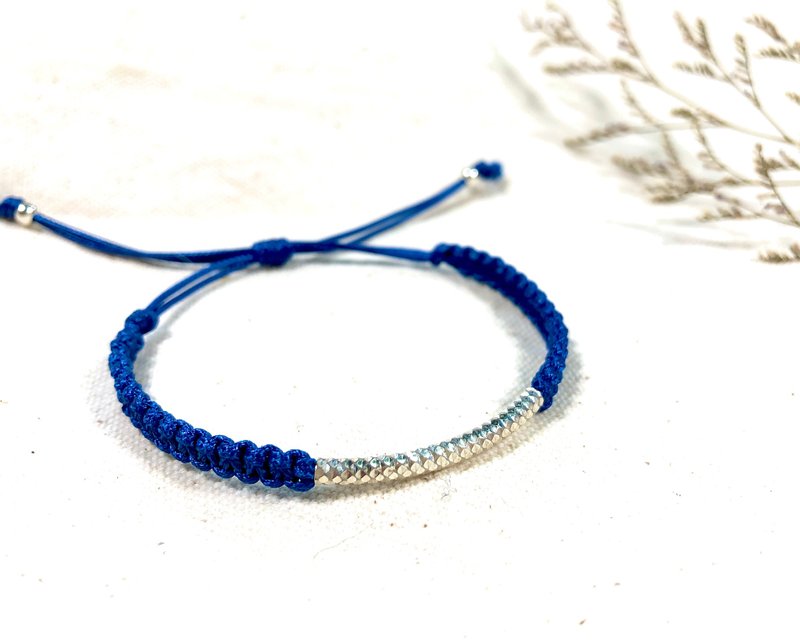 【925纯银】宝蓝色日本绳编系列 (手环/脚环) - 手链/手环 - 防水材质 蓝色