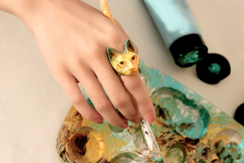 Vincent Cat Ring - 戒指 - 铜/黄铜 绿色