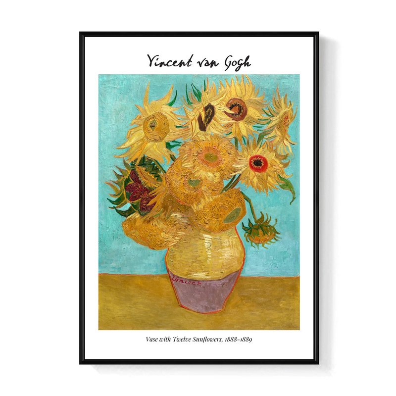 梵谷_十二朵向日葵的花瓶(有字版) -  梵谷系列挂画/大师名作系列 - 海报/装饰画/版画 - 其他材质 橘色