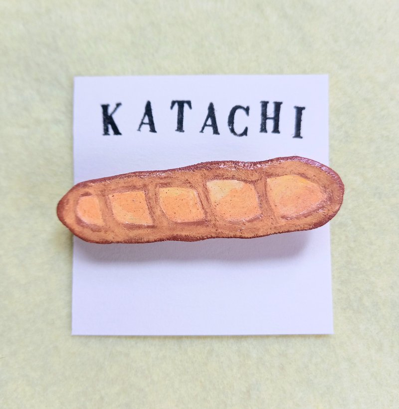 胸针 法国长棍面包 法国面包 面包 手绘 独一无二 - 胸针 - 塑料 咖啡色